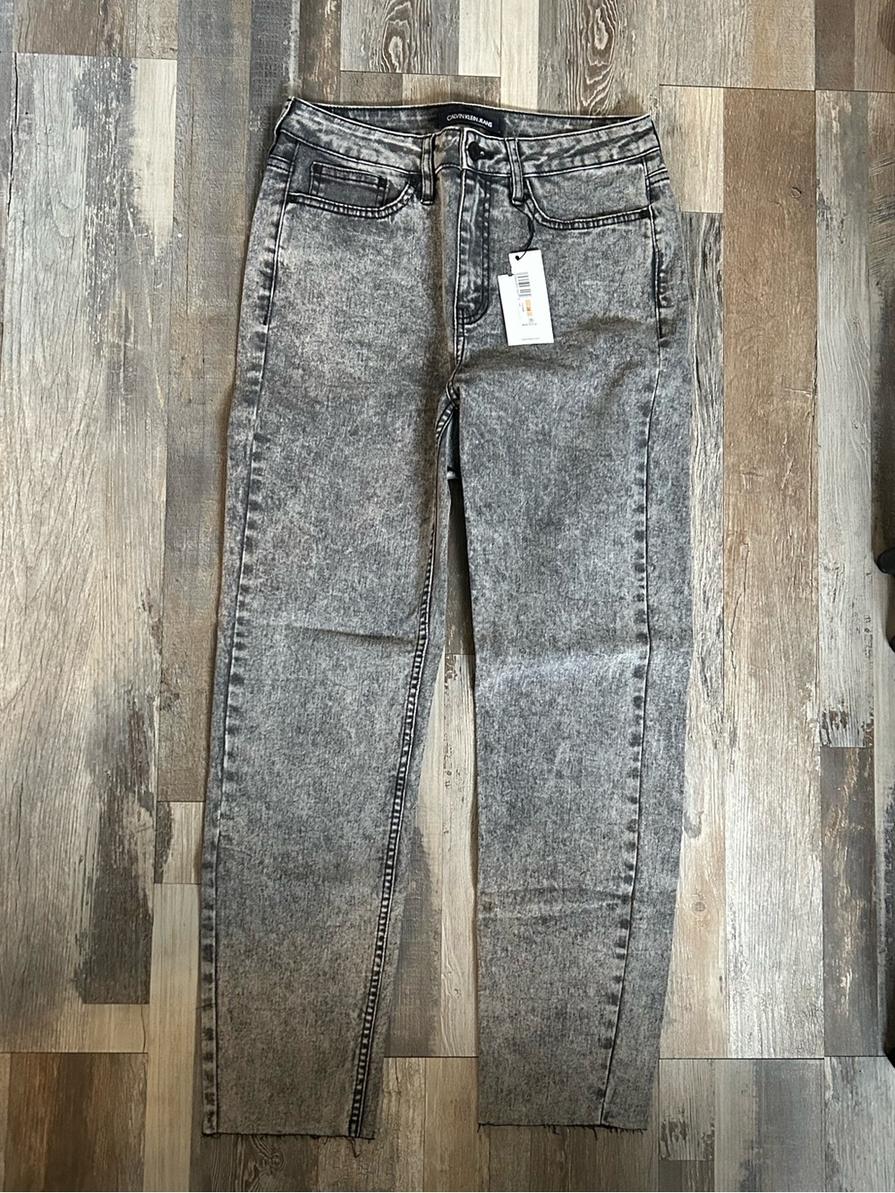 Calvin Klein High-Rise Acid Wash Gray Slim Jeans